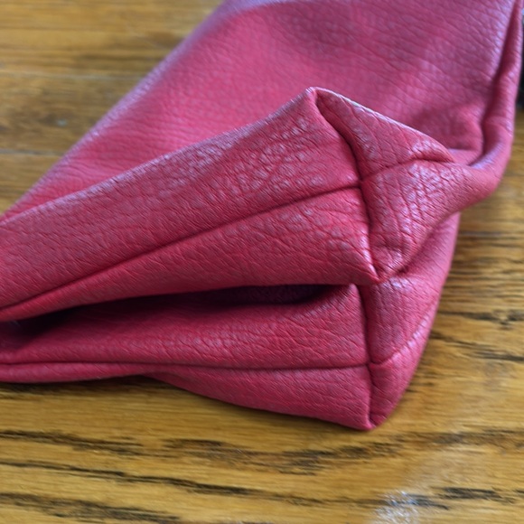 Free People red faux pebble leather travel zip bag. Red. Approximately 11”X14”. - Picture 7 of 12